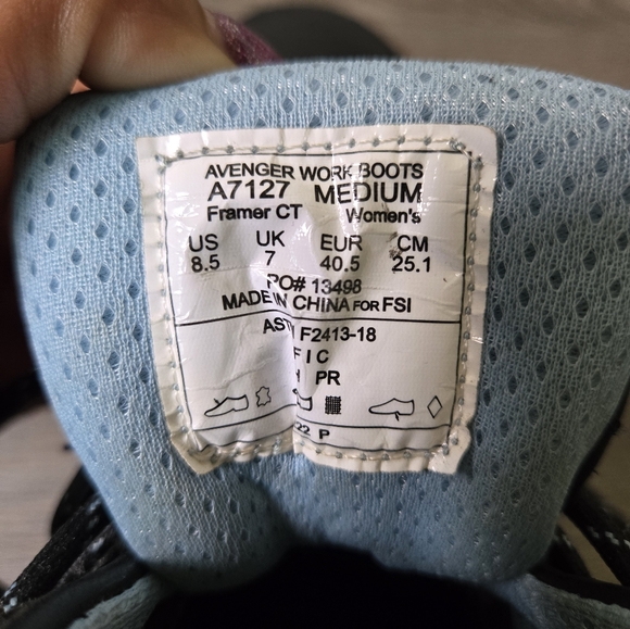 Avenger Black and Light Blue Work Boots - Picture 3 of 4